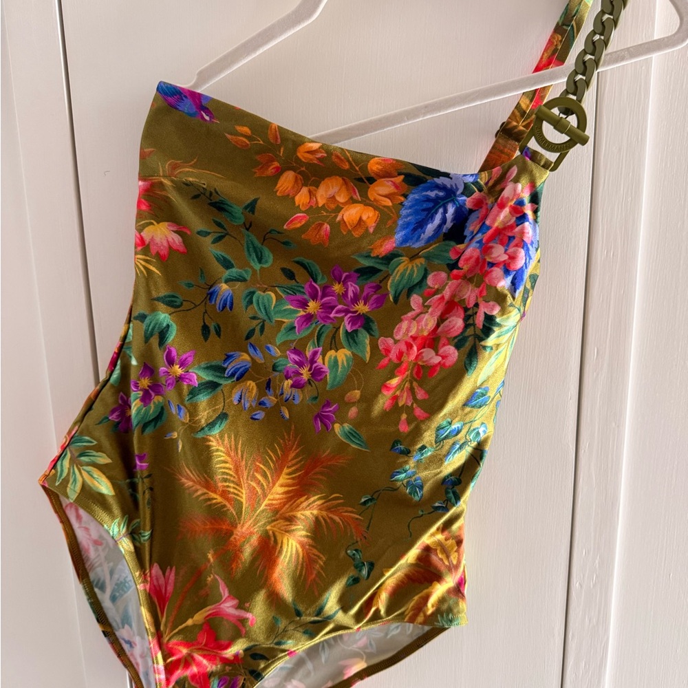Zimmermann Women’s One Piece Bathing Suit- Olive with Floral Accents - Picture 4 of 9